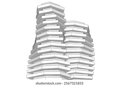 Abstract architecture vector 3d illustration
