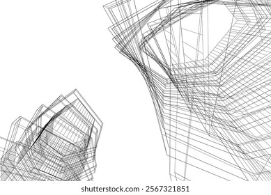 Abstract architecture vector 3d illustration