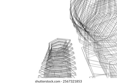 Abstract architecture vector 3d illustration