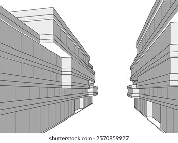 Abstract architecture vector 3d illustration