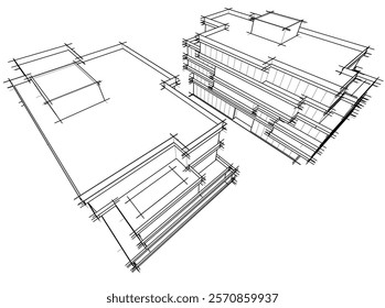 Abstract architecture vector 3d illustration