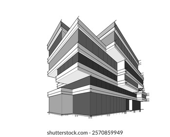 Abstract architecture vector 3d illustration