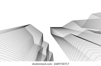 Ilustração abstrata do vetor de arquitetura 3d