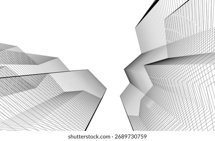 Ilustração abstrata do vetor de arquitetura 3d