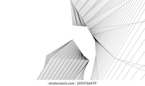 Ilustração abstrata do vetor de arquitetura 3d