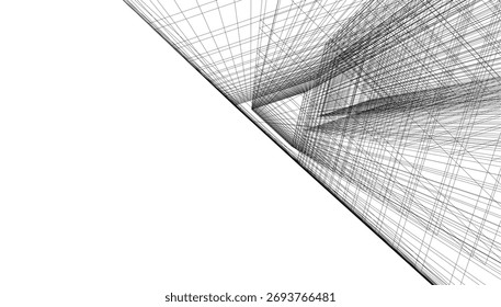 Ilustração abstrata do vetor de arquitetura 3d