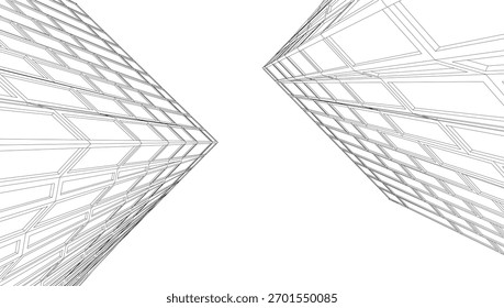 Ilustração abstrata do vetor de arquitetura 3d