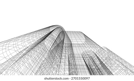 Ilustração abstrata do vetor de arquitetura 3d