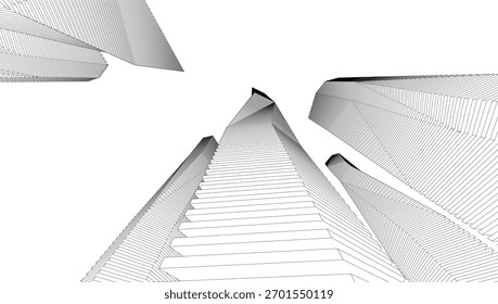 Ilustração abstrata do vetor de arquitetura 3d
