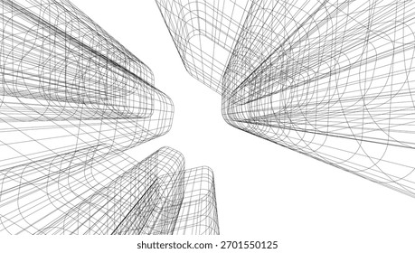 Ilustração abstrata do vetor de arquitetura 3d