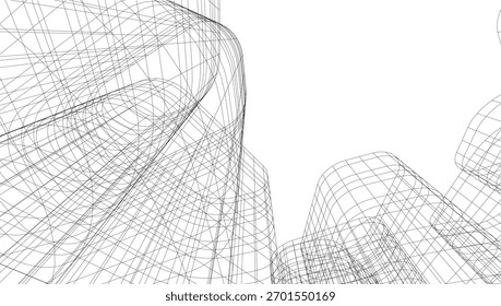 Abstract architecture vector 3d illustration