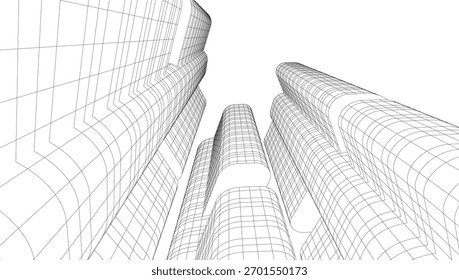 Ilustração abstrata do vetor de arquitetura 3d