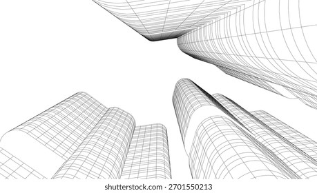 Abstract architecture vector 3d illustration