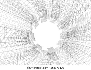 abstract architecture vector 3d illustration