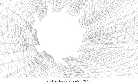 abstract architecture vector 3d illustration
