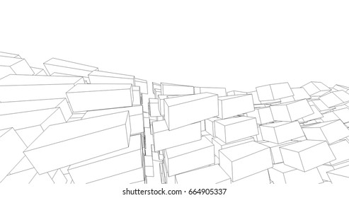 abstract architecture vector 3d illustration