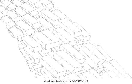 abstract architecture vector 3d illustration