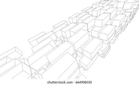 abstract architecture vector 3d illustration