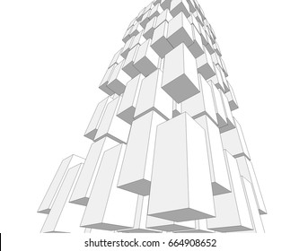 abstract architecture vector 3d illustration