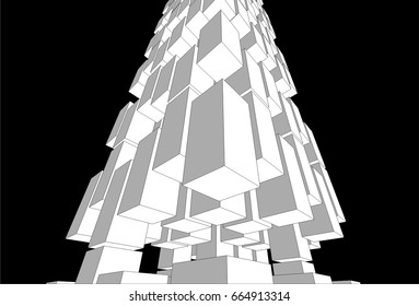 abstract architecture vector 3d illustration