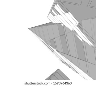 abstract architecture, vector background 3d