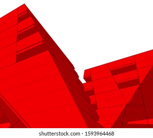 abstract architecture, vector background 3d