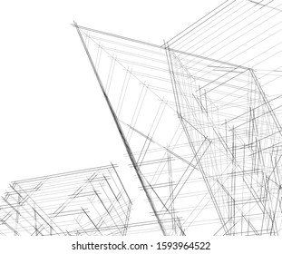 abstract architecture, vector background 3d