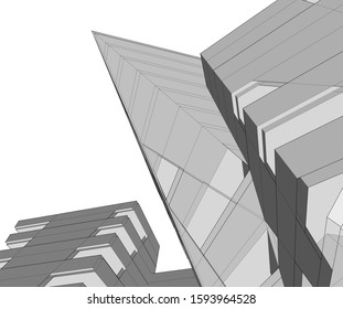 abstract architecture, vector background 3d