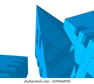 abstract architecture, vector background 3d