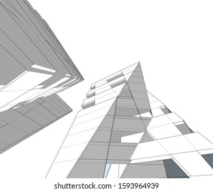 abstract architecture, vector background 3d