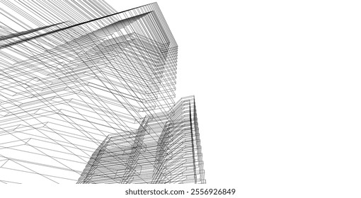 Abstract architecture, vector background 3d illustration