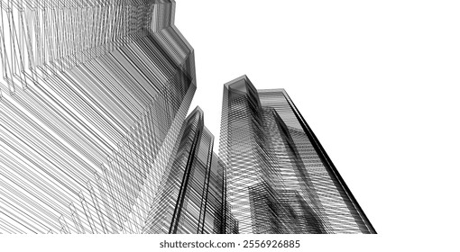 Abstract architecture, vector background 3d illustration
