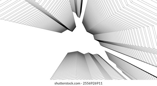 Abstract architecture, vector background 3d illustration