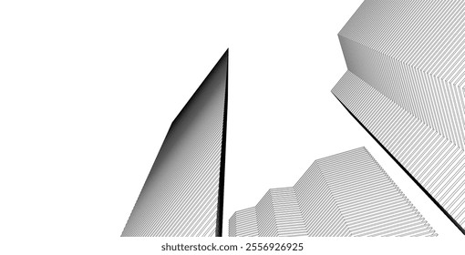 Abstract architecture, vector background 3d illustration