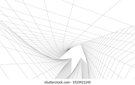 dibujo vectorial de arquitectura abstracta 3d
