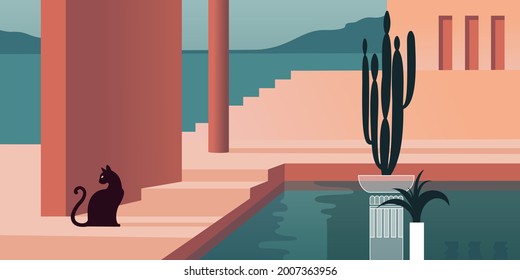 Abstract architecture vector mockup for a layout landing page or design advertising booklet or leaflet. Contemporary flat illustration.