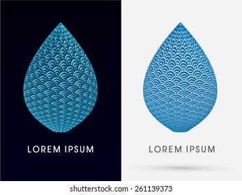 Abstract  architecture water drop, designed using blue line wave, logo, symbol, icon, graphic, vector.