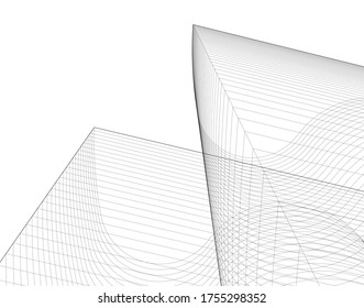 abstract architecture wave 3d graphics