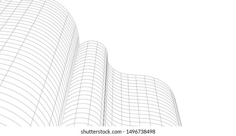 
abstract architecture wave 3d illustration