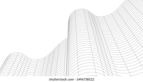 
abstract architecture wave 3d illustration