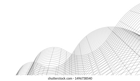 
abstract architecture wave 3d illustration