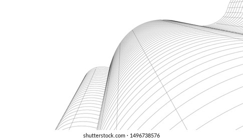 
abstract architecture wave 3d illustration