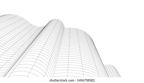 
abstract architecture wave 3d illustration