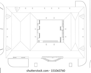 Abstract archticture. Wire-frame building on the white background. EPS 10 vector format