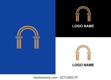 Abstract Archway Logo Design with Pillars