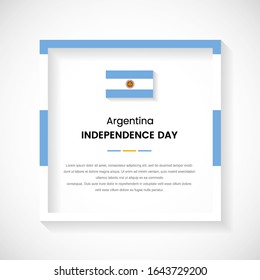 Abstract Argentina flag square frame stock illustration. Classic country frame with text for Independence day of Argentina.