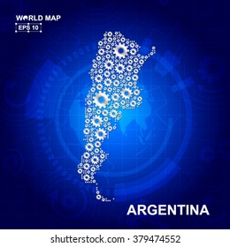 Abstract Argentina gear map. Vector design