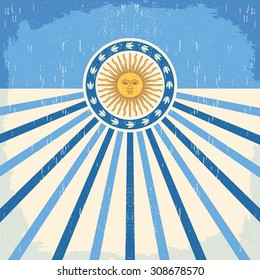 Abstract Argentina vintage card - poster vector illustration, argentina flag colors, grunge effects can be easily removed