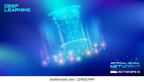 Abstract arkaplanda artificial neural networks. Deep learning capabilities of artificial intelligence.