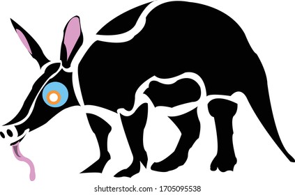 Abstract Armadillo Drawing with Negative Spaces and Cut out Shapes